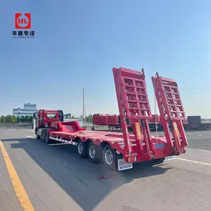 Factory 3 Axle 70 Ton 40 Ft 40 Ton Loader Extendable 50 Tons Hydraulic Used Lowbed Truck Lowboy Low Bed Semi Trailer For Sale