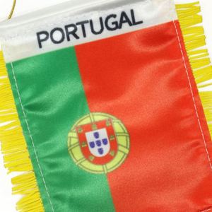 Bandera colgante de Portugal con logotipo personalizado, impresa digitalmente para el espejo retrovisor del coche y decoración del hogar para fines educativos - Product Image 4