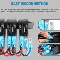 Panneau de commutation à bascule 6 interrupteurs avec ports USB, interrupteur à bascule 5 broches ON/OFF pour marine, panneau de commutation à bascule étanche pour bateau et camping-car avec port USB PD