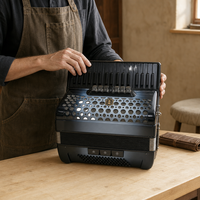 Accordéon Piano Portable OME PLK100 8037 à 37 Touches, Panneau Sculpté en Érable et Celluloïde, Idéal pour Étudiants et Examens