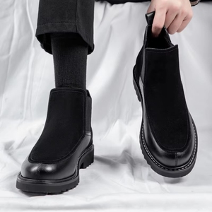 <span class=keywords><strong>Bottines</strong></span> en cuir véritable de qualité supérieure, classiques, élégantes, confortables, à semelle souple, de couleur noire pour hommes - Product Image 5
