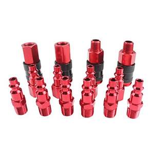 1/<b>4</b> NPT <b>3</b>-in-1 Quick Coupling 14-Piece American-Style Pneumatic Fitting Durable Steel with Aluminum Oxide Red <b>Hose</b>/Air <b>Connector</b> - Product Image 4