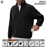 Personnalisé Hommes Demi Zip Surdimensionné Polaire Active Sweat-shirt Décontracté Pull Haut Col Montant Hiver Sherpa Chaud Avec Poche