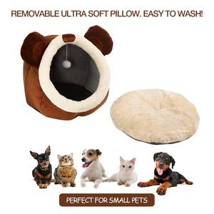 Soft <b>Plush</b> Premium Cotton Pet <b>Dog</b> Cat House <b>Beds</b> Cats <b>Bed</b> Cave with Removable Washable Cushioned Pillow - Product Image 4