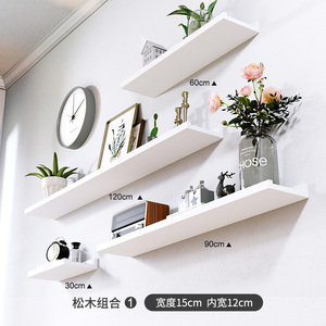 Rak kayu persegi dekorasi rak dinding dipasang pedesaan Set kayu <span class=keywords><strong>3</strong></span> untuk ruang tamu - Product Image 3