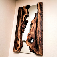 Miroir mural en bois rustique fait main LIVE EDGE STUDIO, style Art Déco, forme irrégulière, design décoratif encadré pour mariage et Diwali