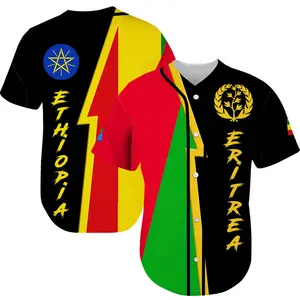 High Quality Eritrea Pattern Man's Baseball Uniform Customize Sports Training Wear Baseball Shirt Fashion Male Baseball Jersey
