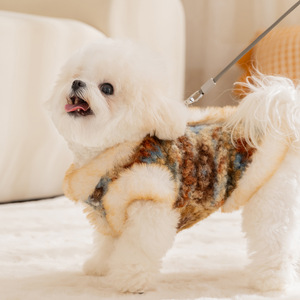 Sudadera <span class=keywords><strong>de</strong></span> Felpa Beige <span class=keywords><strong>de</strong></span> Invierno para Perros Pequeños, Chaleco <span class=keywords><strong>de</strong></span> Terciopelo con Diseño Fair Isle, Ropa para Perros Pequeños como Bichón y Teddy - Product Image 4