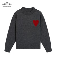 AiNear Vente en Gros, Logo Personnalisé et Design sur Mesure, OEM & ODM, Pull Tricoté Col Rond à Manches Longues en Laine 100% Jacquard Gris pour Homme