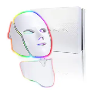 7 couleurs LED photon thérapie rajeunissement de la peau Anti acné élimination des rides masque facial avec cou
