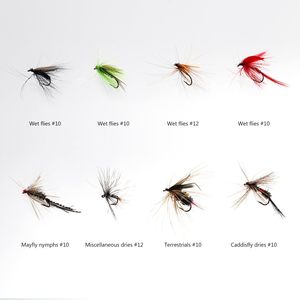 Cao cấp 64-Piece Fly câu cá các loại ruồi kit bao gồm khô ướt ruồi nymphs streamers terrestrials đỉa cho Pike kim loại - Product Image 3