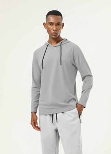 Großhandel Active Wear Langarm Sweatshirt Männer Gym Essentials Hoodie Sport bekleidung Dünne T-Shirts Kordel zug Sport Hoody - Product Image 5