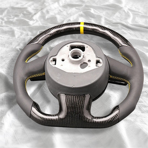 Accessoires de voiture de volant de Sport à fond plat en cuir de Fiber de carbone perforé adaptés pour <span class=keywords><strong>Audi</strong></span> A3 A4 A5 A6 A7 Q3 Q5 Q7 - Product Image 2