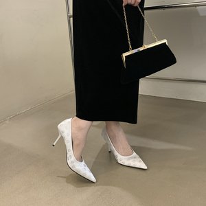 Zapatos de Tacón Alto de Seda para Mujer, Diseño Sexy 2023, Punta Puntiaguda, Tacones Finos, Zapatos de Vestir para Mujer - Product Image 4