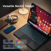 Clavier magnétique Laudtec pour iPad Air 13 pouces et iPad Pro 12,9 pouces avec pavé tactile rétroéclairé flexible et mécanisme à ciseaux