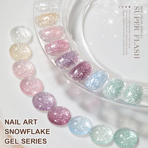 Vernis à ongles en gel blanc scintillant de style étoile à étiquette privée, 9 couleurs, paillettes fines roses scintillantes, gel pour nail art pour salon à domicile - Product Image 6