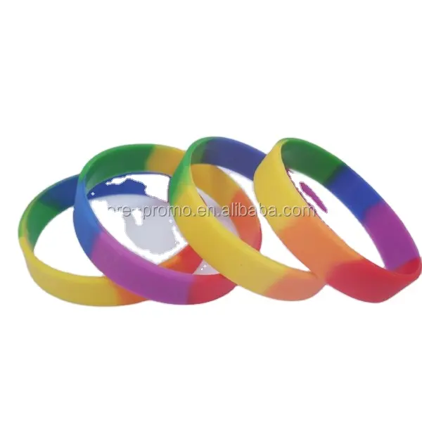 Pulseira de silicone personalizada de arco-íris, cores em atacado