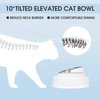 Vente en gros de bols doubles en céramique inclinés pour chats, protection du cou, anti-vomissement, distributeur de nourriture et d'eau surélevé pour chats et chatons