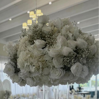 Arrangement floral de roses de 50 cm, 60 cm, 70 cm, 80 cm, centre de table de mariage, boule de fleurs blanches d'hortensia et de roses