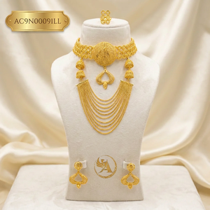 Ghanaian Ethiopian Bridal Gold Plated <b>Choker</b> Necklace Set With Earrings Statement Jewelry For Wedding Women's Ethnic Style - Product Image 1
