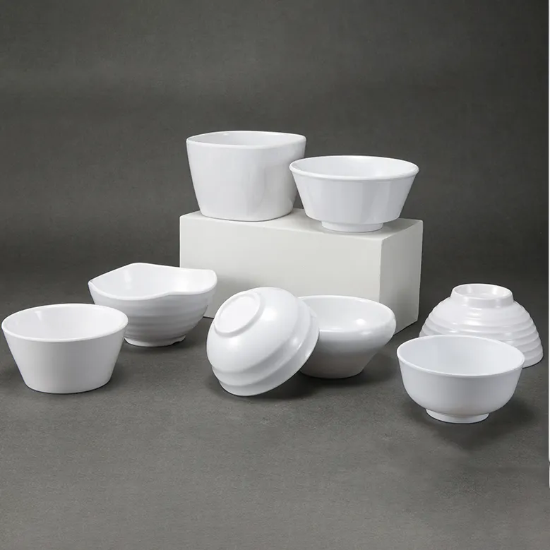 Bán buôn cứng Trắng melamine bát gạo tái sử dụng melamine Trung Quốc súp nhỏ Bát