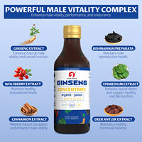 Complément alimentaire oral pour améliorer la performance masculine, pour l'endurance et la vitalité, à base de plantes végétaliennes, ginseng, stimulant énergétique, sans gluten, bouteille de 250 ml