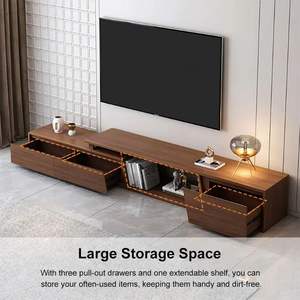 NOVA Minimalista Nogal Rectángulo Extensible <span class=keywords><strong>TV</strong></span> Soportes con 3 Cajones Sala de estar Muebles <span class=keywords><strong>TV</strong></span> Unidad Centro de entretenimiento Gabinete - Product Image 6