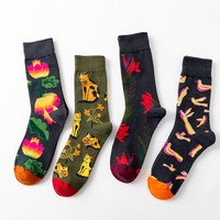 SOXTOWN coloré fleur Design de mode équipage fil teint tricot respirant décontracté hommes coton robe chaussettes