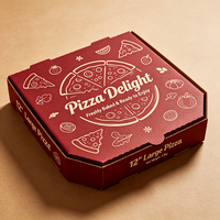 Boîte à pizza personnalisée de 12 pouces, en carton ondulé rouge, emballage imperméable de qualité alimentaire, boîte à emporter en gros