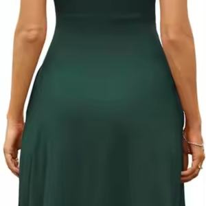 Vestido Midi de Lino 100% Ecológico, Estilo Bohemio, Casual y Elegante para Mujer, Cuello en V, Cintura Elástica, Talla XL - Product Image 4