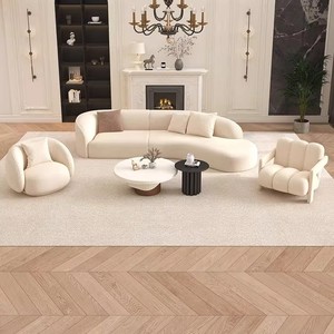 Poltrona Singola di Design Color Crema - Poltrona Moderna Minimalista con Braccioli Curvi per Soggiorno, Caffetteria e <span class=keywords><strong>B</strong></span>&<span class=keywords><strong>B</strong></span>, Personalizzazione OEM Disponibile - Product Image 1