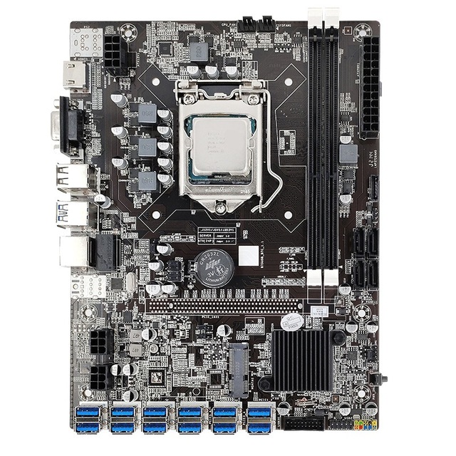 B75 Motherboard 12 PCIE to USB LGA1155 DDR3 4GB 1600Mhz RAM+G1620 CPU+SATA Cable B75 LGA1155