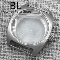 BLIGER Acero inoxidable 36mm/39mm Cajas de reloj cepillado Cúpula de vidrio mineral Corona grande/Corona pequeña Ajuste NH34 NH35 NH36 NH38 ETA2824
