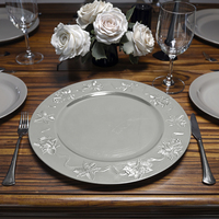 Assiettes de Présentation Dorées en Plastique Personnalisables de Luxe Durables 13 Pouces – Vente en Gros, Décoration Élégante pour la Maison, Plats et Napperons