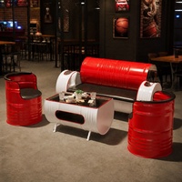 Ensemble de restaurant industriel moderne en métal durable : chaise baril et table de banquet pour bar et café à domicile