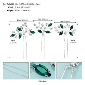 ปิ่นปักผมรูปตัวยูสำหรับเจ้าสาวชุดเครื่องประดับอัญมณีทำด้วยมือ - Product Image 6