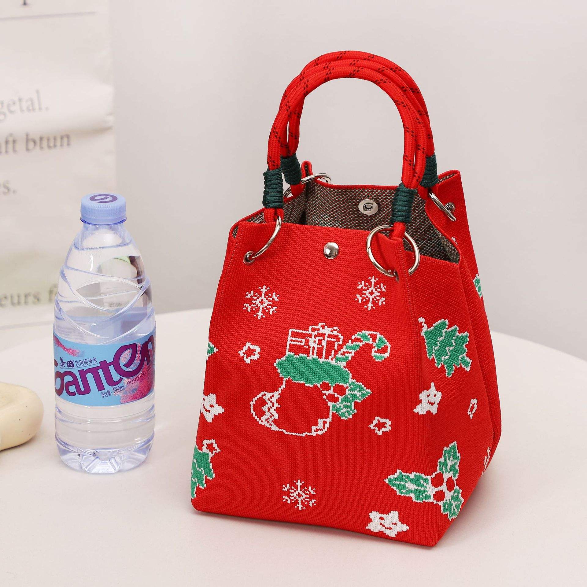 ถุงเท้าคริสต์มาสสีแดงพร้อมกระเป๋าใส่แหวน