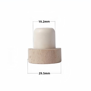 Bouchons de liège naturels pour bouteilles de vin, bouchons en liège en forme de T avec dessus en bois, approvisionnement en vrac - Product Image 2