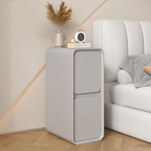 Mesita de Noche Moderna Minimalista de 20 cm, Gabinete Estrecho con Superficie de Cuero, Mesa Auxiliar de Almacenamiento para Dormitorio - Product Image 3