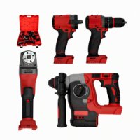 Ensemble d'outils électriques industriels sans balais 4-en-1 haute puissance 21V, perceuse à percussion, meuleuse d'angle, coffret rigide, personnalisable OEM, garantie 1 an