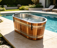 Bain froid professionnel complet pour jardin, piscine de plongeon à froid pour 1 personne, bain de glace en forme de U avec refroidisseur et revêtement intérieur en acier inoxydable