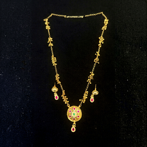 Conjunto de Collar y Pendientes Chapados en Oro para Mujer TISHYA DIAMOND con Piedras de Rubí, Corte Brillante Redondo, Joyería Étnica de Aleación para Boda - Product Image 1