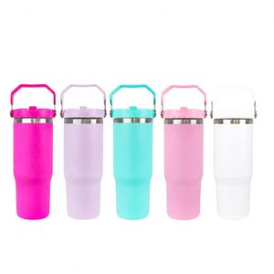 Gobelet de voyage antidérapant pour voiture avec poignée, 20oz 30oz, double paroi, avec couvercle et paille, pour la conduite et les trajets quotidiens - Product Image 5