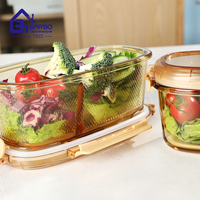 Boîte repas en verre borosilicate, conteneur alimentaire sous vide personnalisé 950 ml, couleur ambre solide, micro-ondable, réutilisable, hermétique