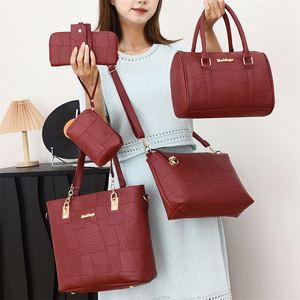 2026 Women PU Handbag Set 6pcs Waterproof Ladies Tote Bag <b>Shoulder</b> Bag Purse Set for Outdoor Travel Business - Product Image 3