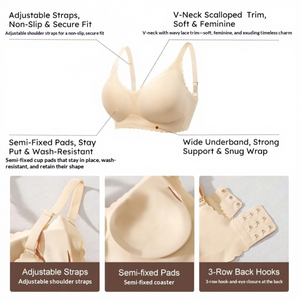 Soutien-gorge XXL grande taille sexy invisible sans armatures, bonnet trois-quarts, rembourré, push-up fin, sans couture, bretelles réglables - Product Image 2