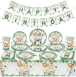 <span class=keywords><strong>Jungle</strong></span> Animal <span class=keywords><strong>Anniversaire</strong></span> Bébé Douche Assiettes En Papier Jetables Vaisselle Décor De Fête Garçon 1er Sauvage Une Fête D'<span class=keywords><strong>anniversaire</strong></span> Fournitures - Product Image 4