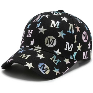 Women's Baseball Cap Spring Autumn Canvas Sun Protection Hat With M Letter And Stars Pattern Fashionable Street Style - Product Image 4