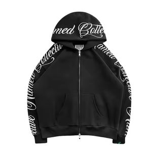 Sweat à capuche demi-zip HD2041 en molleton lourd de qualité supérieure, uni, teint, style gothique, color block, 330g, personnalisable - Product Image 1