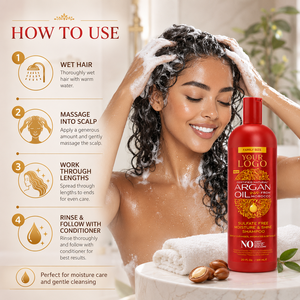 Moisture and Shine Argan Oil <b>Shampoo</b> Gently Cleanses and Strengthens Textured Curly Coily Hair 20 oz - Product Image 5